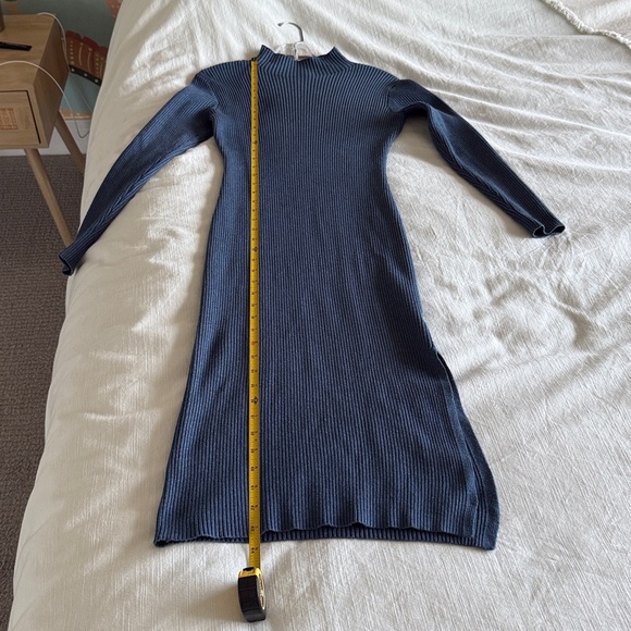 Blue Ribbed Knit Dress - Picture 6 of 9